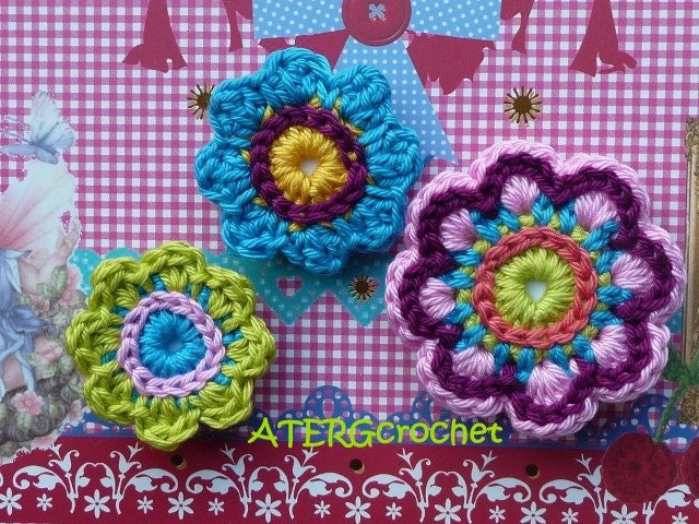 Crochet flower set magnets