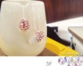 Light Pink Diamond Swarovski Crystals Earphone Earbuds with Mic for iPhone iPod iPad MP3 Any 3.5mm Plug