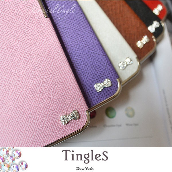 NEW Sweet Juicy Pink Luxury Designer Inspired Leather Hard Case Bow with Silver Frame For iPhone 4 4S & 5
