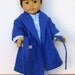 American Girl 18 inch Doll Blue Cotton Pajamas Royal Blue Flannel Robe