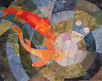 Koi Pond Quilt Fabric Art