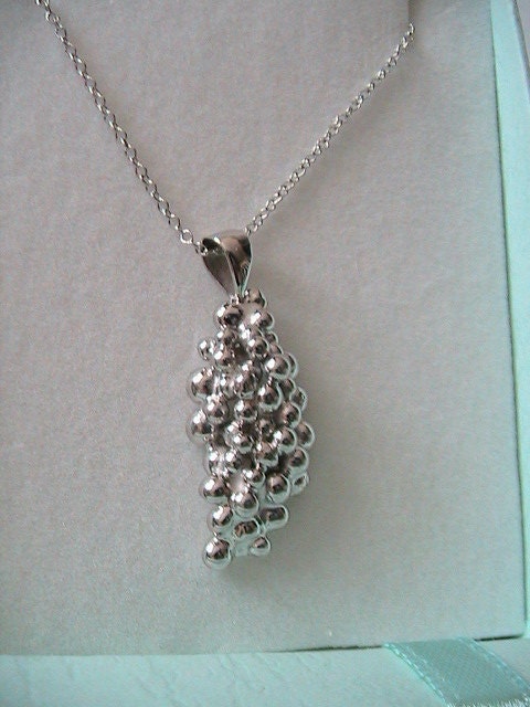 Sterling Silver Necklace. Handmade Silver Grapes Bunch Necklace. Silver Jewelry. Sterling silver .925 Silver Pendant. Holidays Gifts