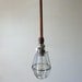 Industrial DARK WOOD Cage Light - Edison Bulb Pendant Light Fixture, Black Cord, Plug-in
