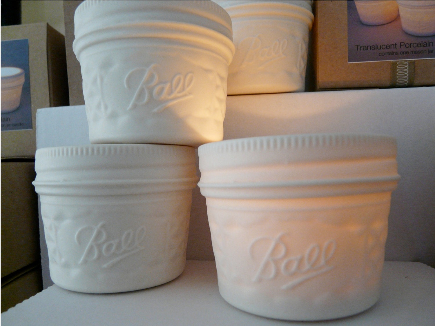 Porcelain Mason Jar Votive Candle Holder