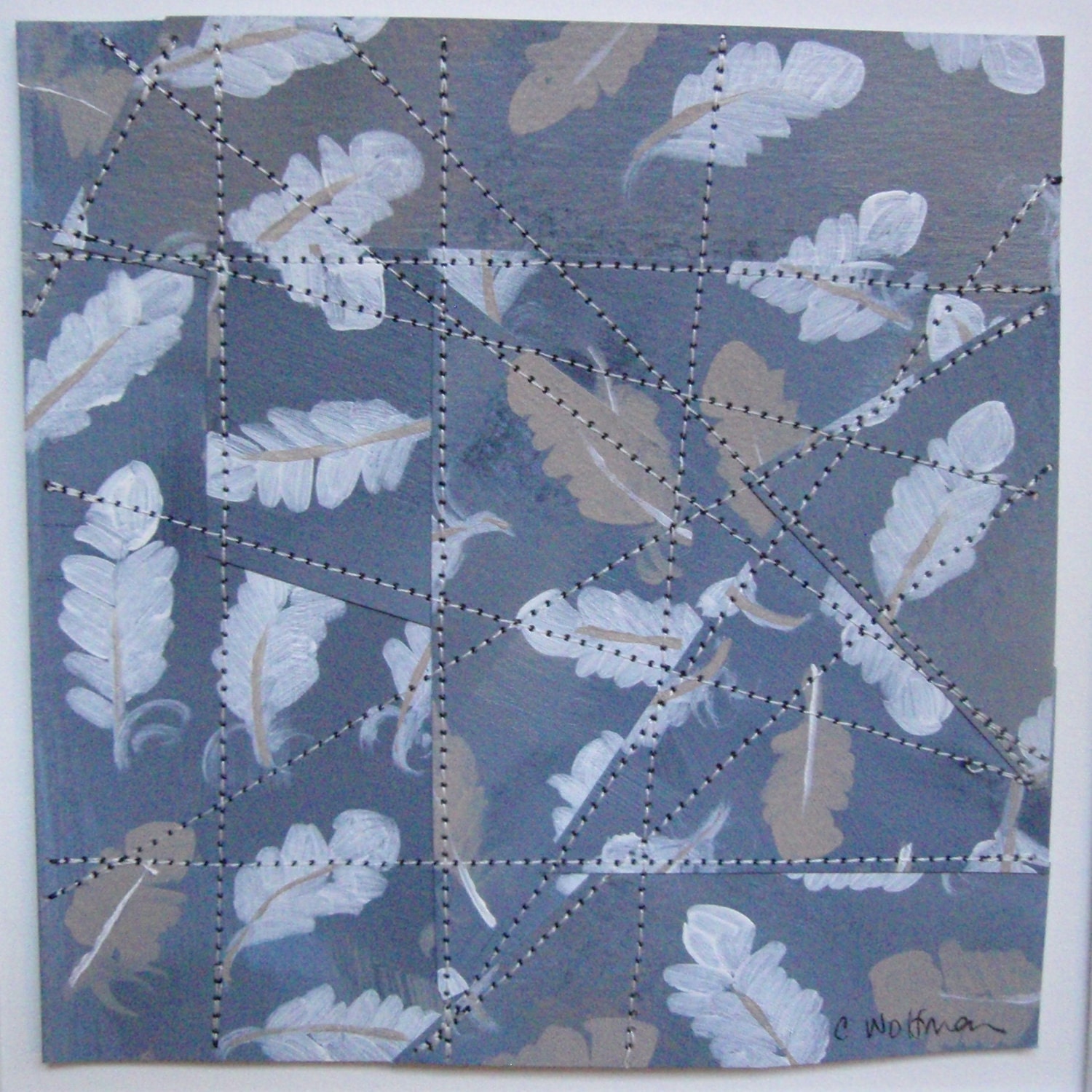 Original Quilt Painting 5"x5" titled Tumbling Feathers
