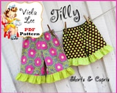 Tilly...Girl's Ruffled Shorts Pattern, Ruffled Capris Pattern. Boutique style Shorts Pattern. Toddler Shorts Pattern. INSTANT DOWNLOAD
