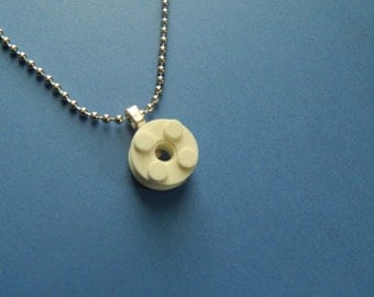 White Round Lego Pendant