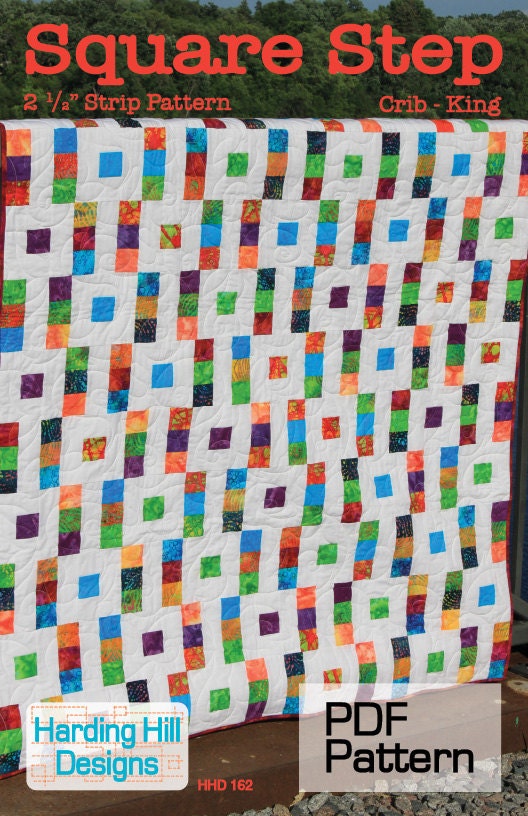 Square Step 2-1/2" Strip Quilt Pattern - Multiple Sizes -  PDF Version