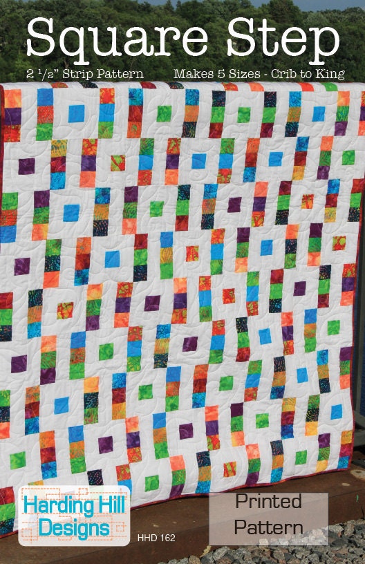 Square Step 2-1/2" Strip Quilt Pattern - Multiple Sizes -  Crib to King size - Printed Pattern