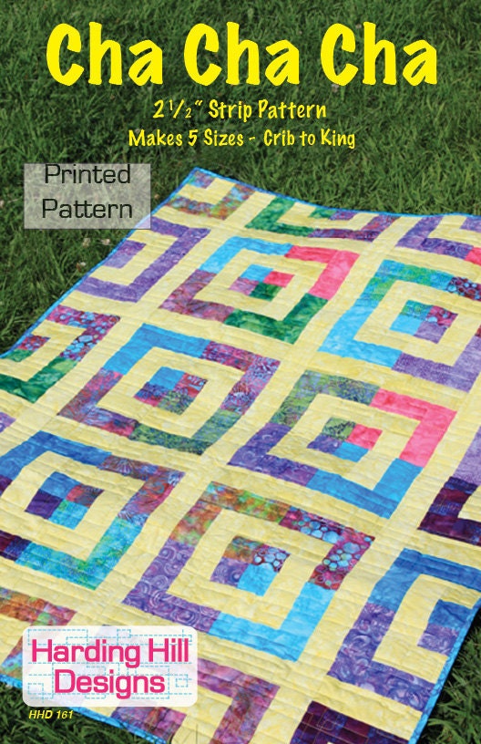 Cha Cha Cha 2-1/2" Strip Quilt Pattern - Multiple Sizes -  Crib to King size - Printed Pattern