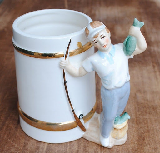 RESERVED Vintage 1950's Relpo Fishing Mug