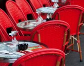 Paris Photo - Red Cafe Chairs in Paris Bistro, Fine Art Photograph, Home Decor