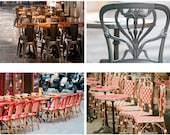 Paris Photo Postcards - Twelve Cafe Bistro Chair Photos, Sidewalk Cafe, Street Scene