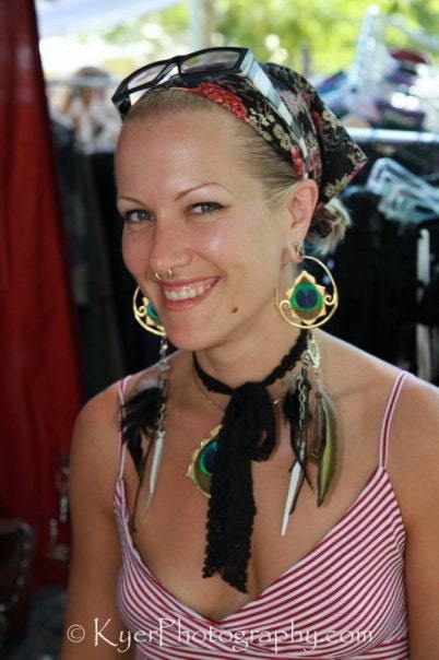 Gold Tribal Peacock earrings