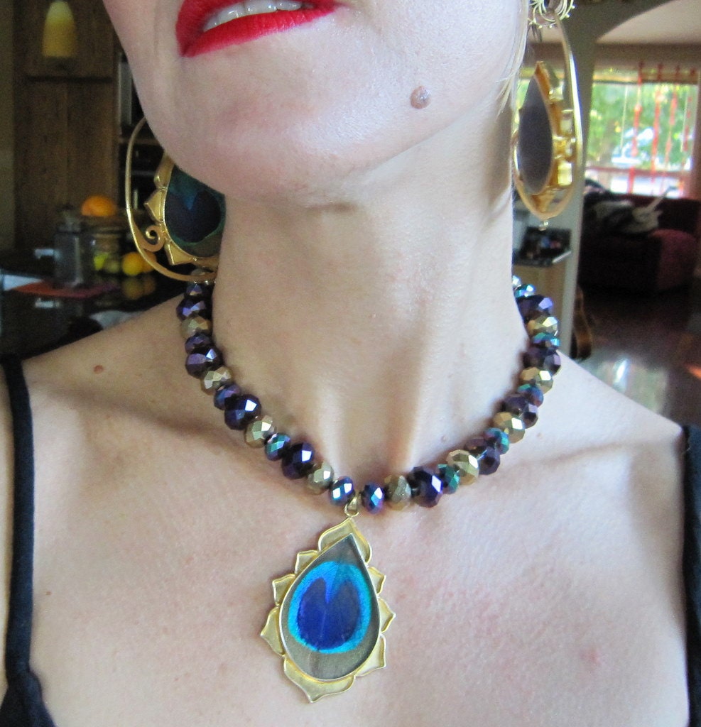 Peacock Bling Goddess Neckace