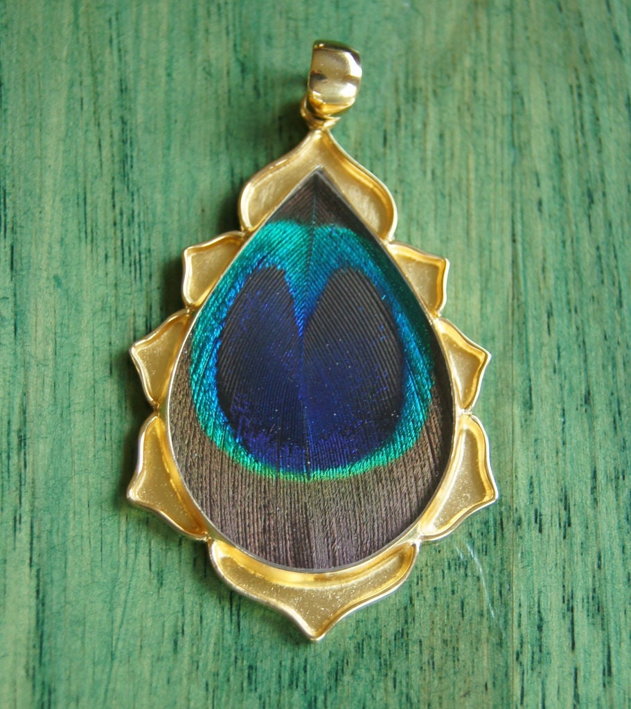Small Gold Peacock Pendant