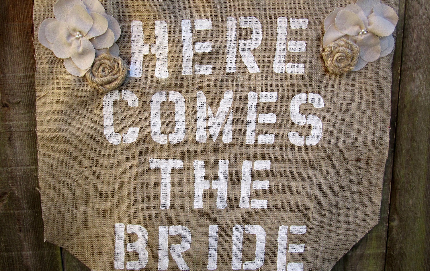 Here Comes The Bride : Sweet Burlap Wedding Banner