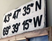 Latitude Longitude Sign - Wedding Gift - Custom Sign - Coordinates - Rustic Sign
