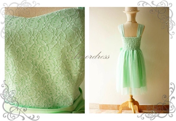 FREE SHIP TODAY--Amor Vintage Inspired- Princess Romance-Gorgeous Lace Dress in Green Shade for Wedding, Prom, Any -Fit S-M-