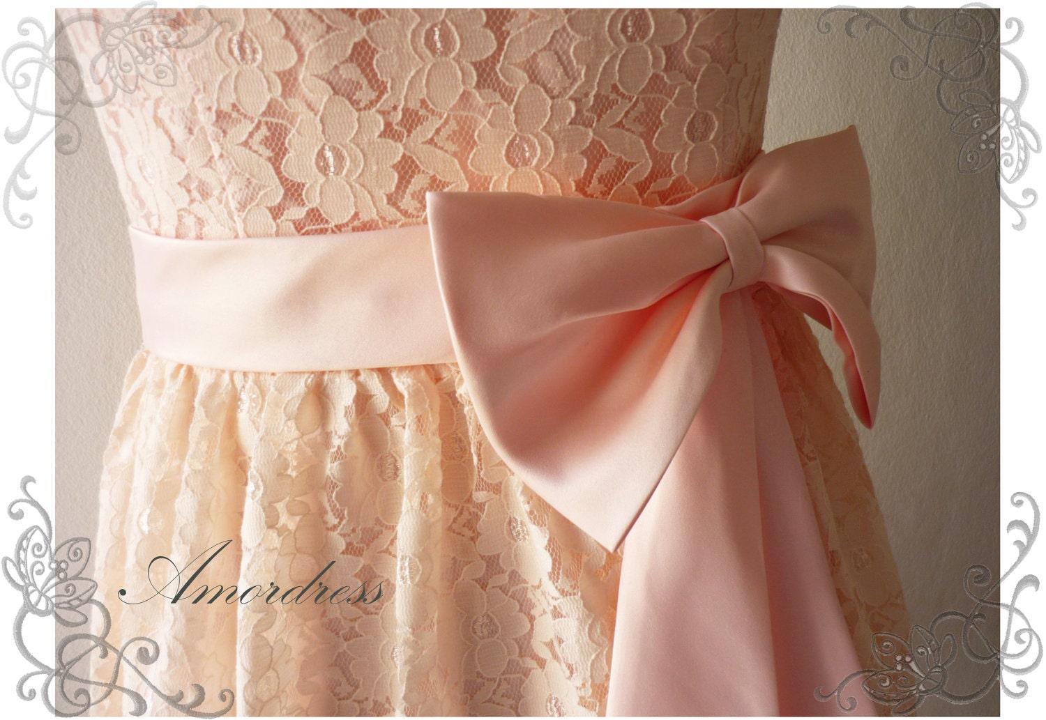 Amor Vintage Inspired- Princess Romance- Strapless Lace Dress in Lovely Pink Old Rose for Wedding, Prom, Any Special Occasion- Fit S,M-