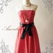 SALE TODAY--Amor Vintage Inspired- ReTrO PoLkA DoT- Strapless Cocktail Cotton Dress in Red -Xs-S-