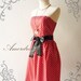 SALE TODAY--Amor Vintage Inspired- ReTrO PoLkA DoT- Strapless Cocktail Cotton Dress in Red -Xs-S-