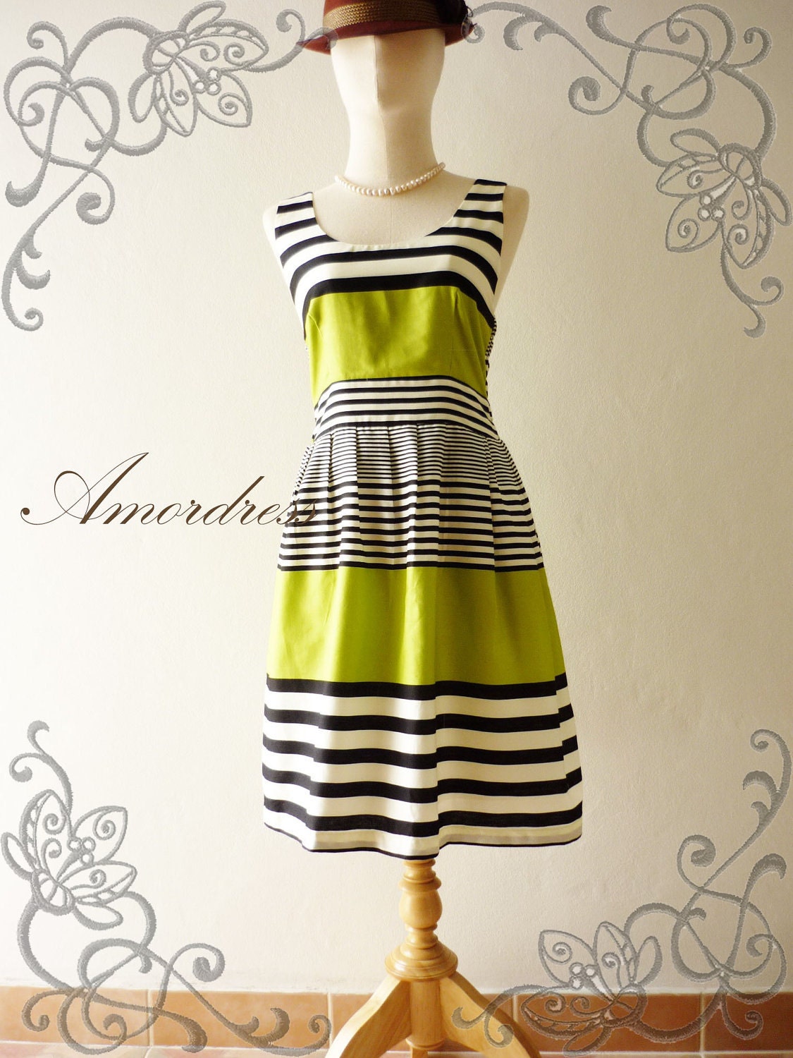 HOT SALE Amor Vintage Inspired- Chilling Princess- Green Apple Shade Cotton Dress for Any Occasion-Fit S-M-