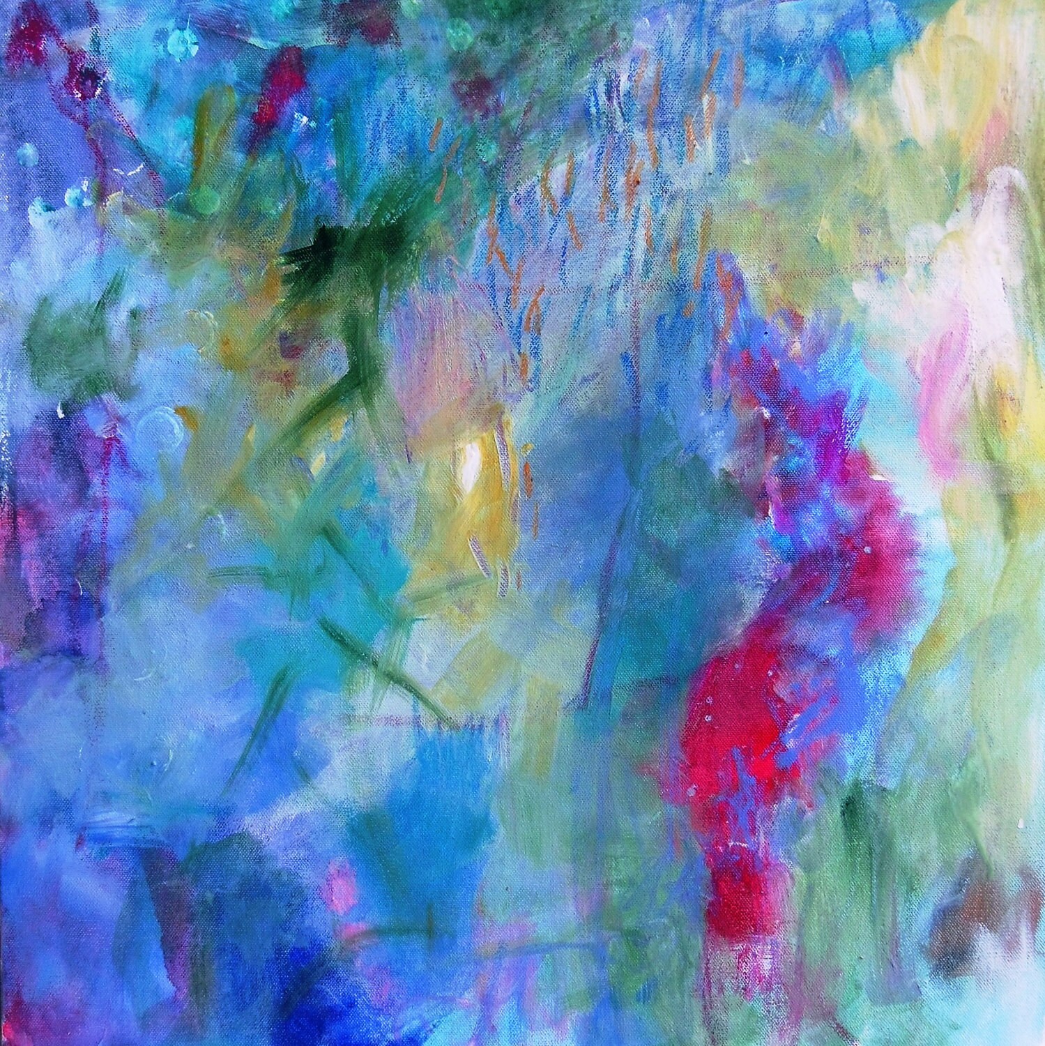 Abstract Painting on Canvas Intuitive Expressionist Acrylic Painting "Gazing at the Waters"