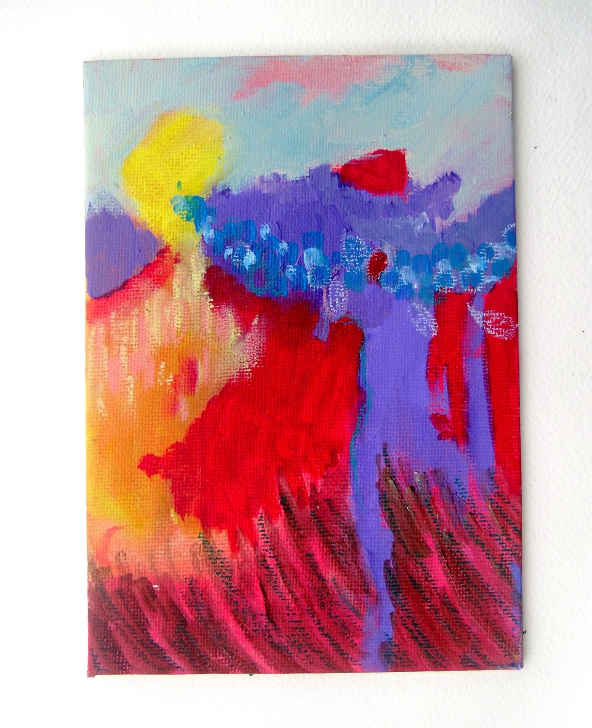 Small Abstract Painting Modern Art Canvas Board"Run at the Mountains with Wings On"