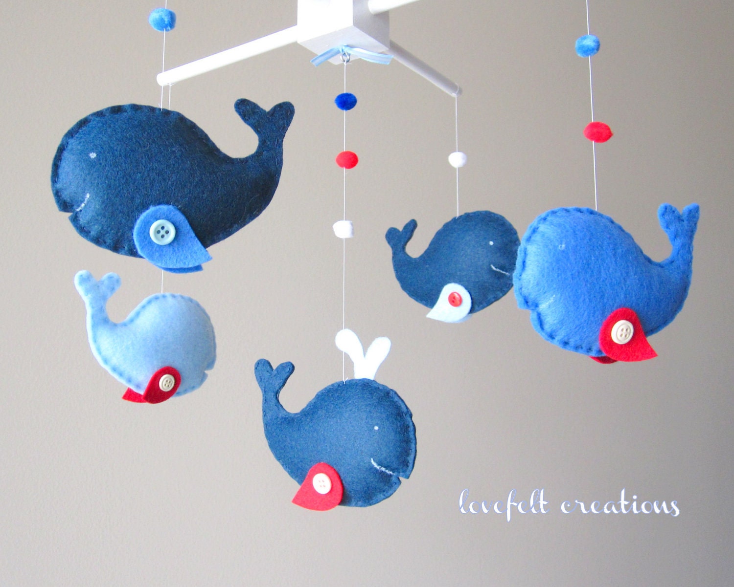 Baby Mobile - Custom Baby Mobile - Whale Mobile - Pottery Barn Jackon - You can pick your colors :)