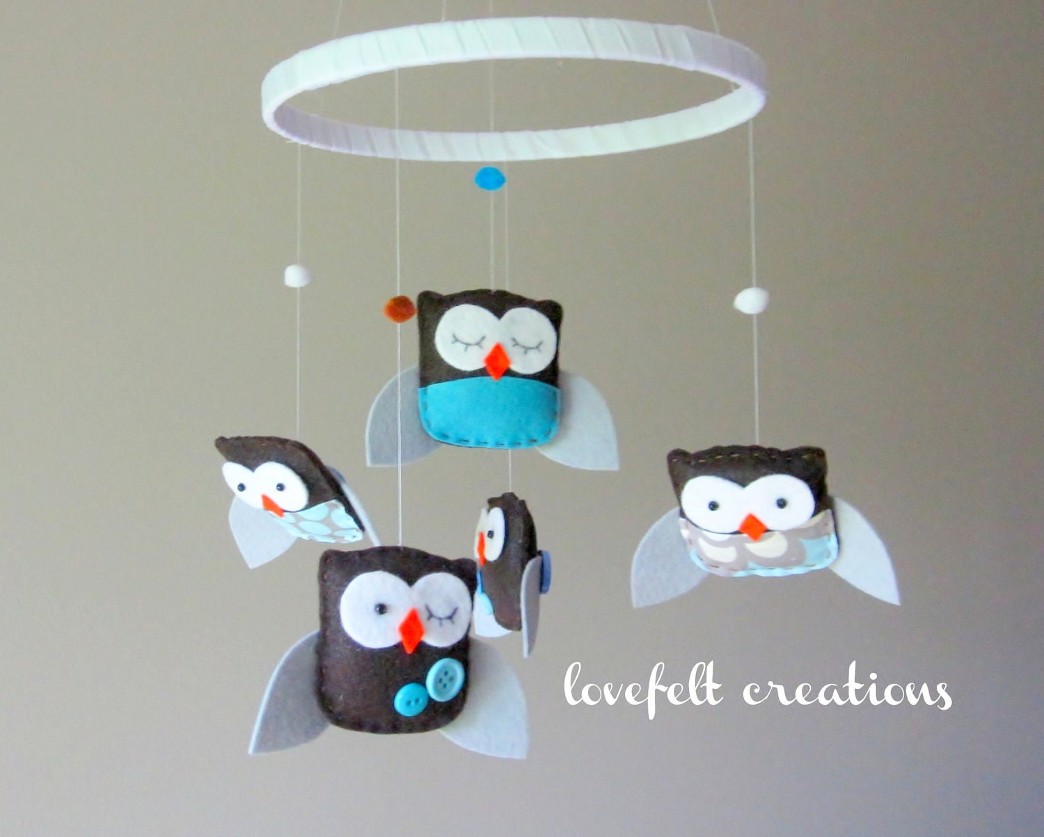 Baby Crib Mobile - Custom Mobile - Baby Boy Mobile - Blue and Brown Mobile - You can pick your colors :)