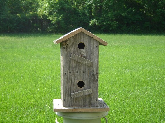 Old Wood 2 Family Bird House by grandpascraftshop on Etsy