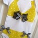Faux Yellow Polka Dot Bikini Baby Girl Onesie Bodysuit Applique with Black Bows 3 6 9 12 months