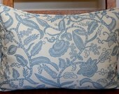 Pillow Designer Kravet Capri Blue and Cream Lumbar Rectangle 19x14