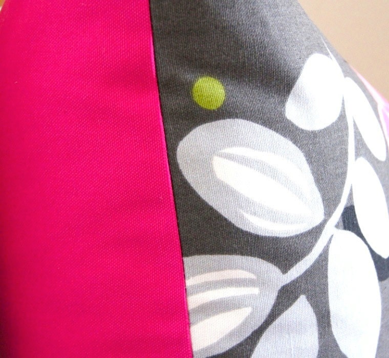 Floral Pillow Pink Chartreuse Red Grey Yellow Green Size 20x20