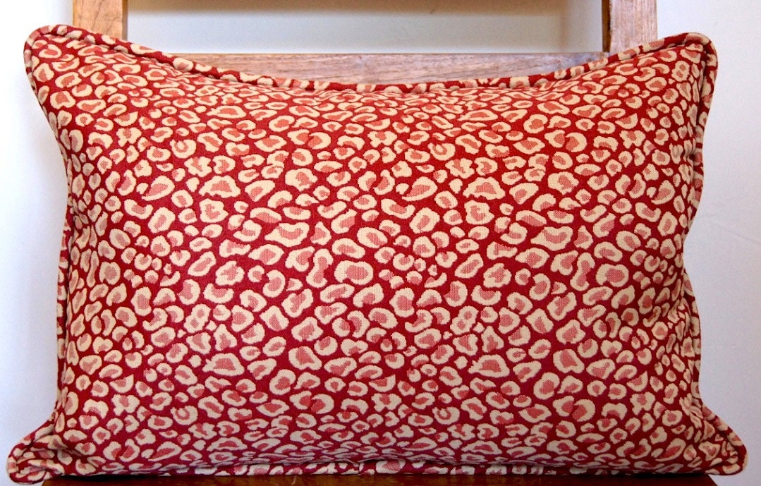 Red Leopard Designer Pillow Custom Kravet by LekaliaInteriors