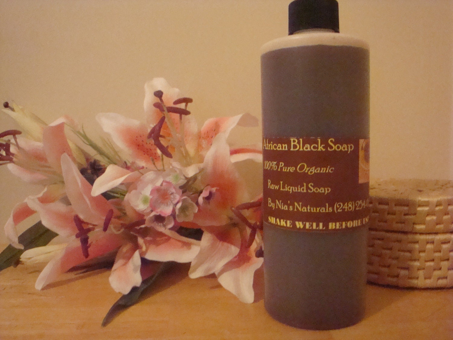 1 Pound Organic Raw African Black Liquid Soap 16 oz Botte