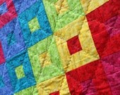 Rainbow Patchwork Quilt, Spectrum Steps by PingWynny