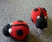 Ladybug fridge magnets needle felted Valentines day gift under 25