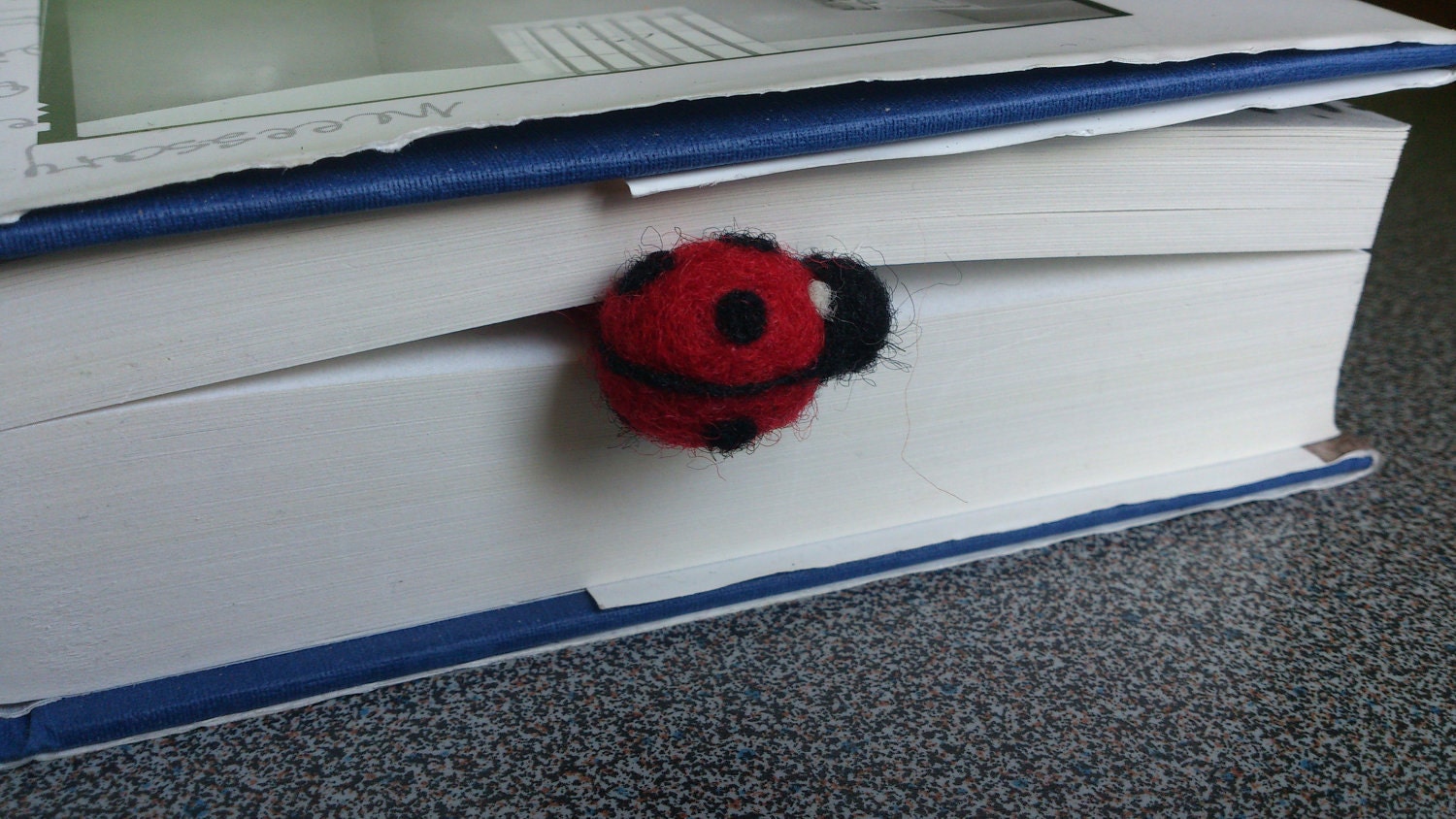 Needle felted bookmark ladybug gift under 20 dollars eco friendly