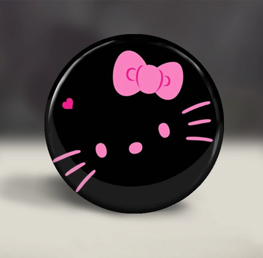 Pocket Mirror - Hello Kitty Black & Pink -   Compact Mirror, Great Gift, Party Favor, Fundraiser, Goodie Bags, Wedding, Shower, Birthday