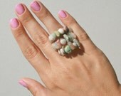 Mint Green Pastel Rock Ring, (Quartz, Amazonite, Chrysoprase)