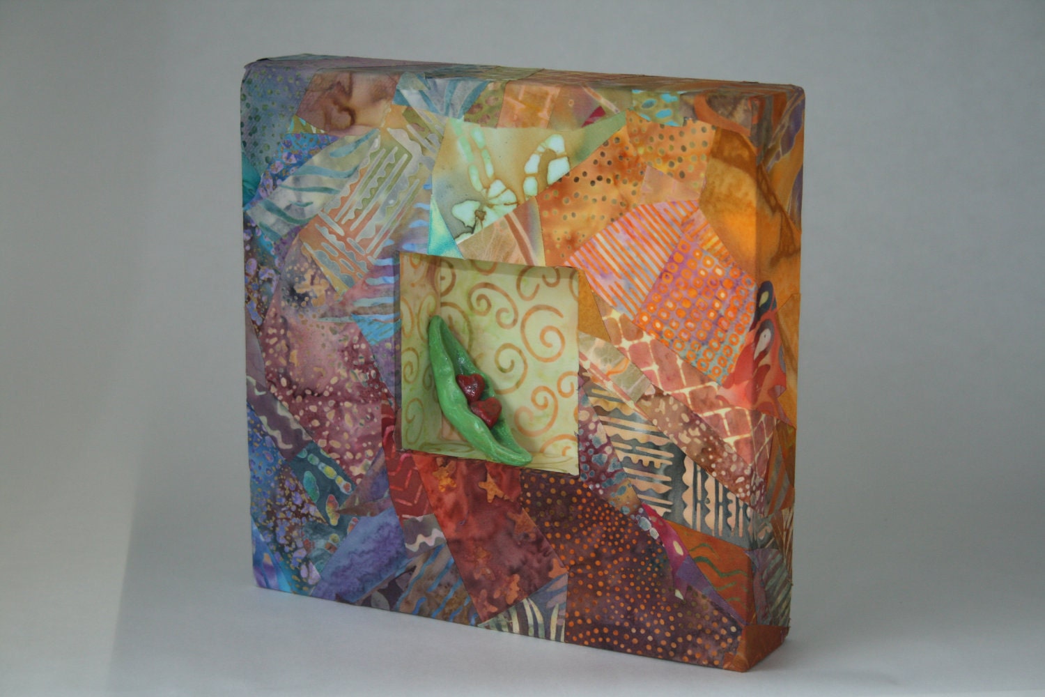 Items similar to Mixed Media batik fabric original wall decor with