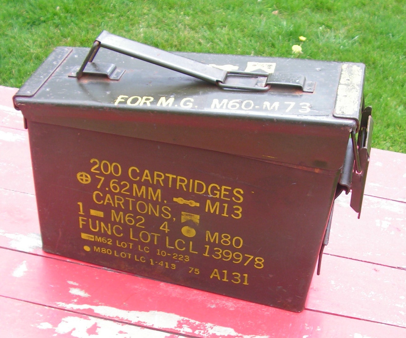 60s Army Issue Metal Ammo Box for repurpose Time Capsule or Air Tight Need Supply Case