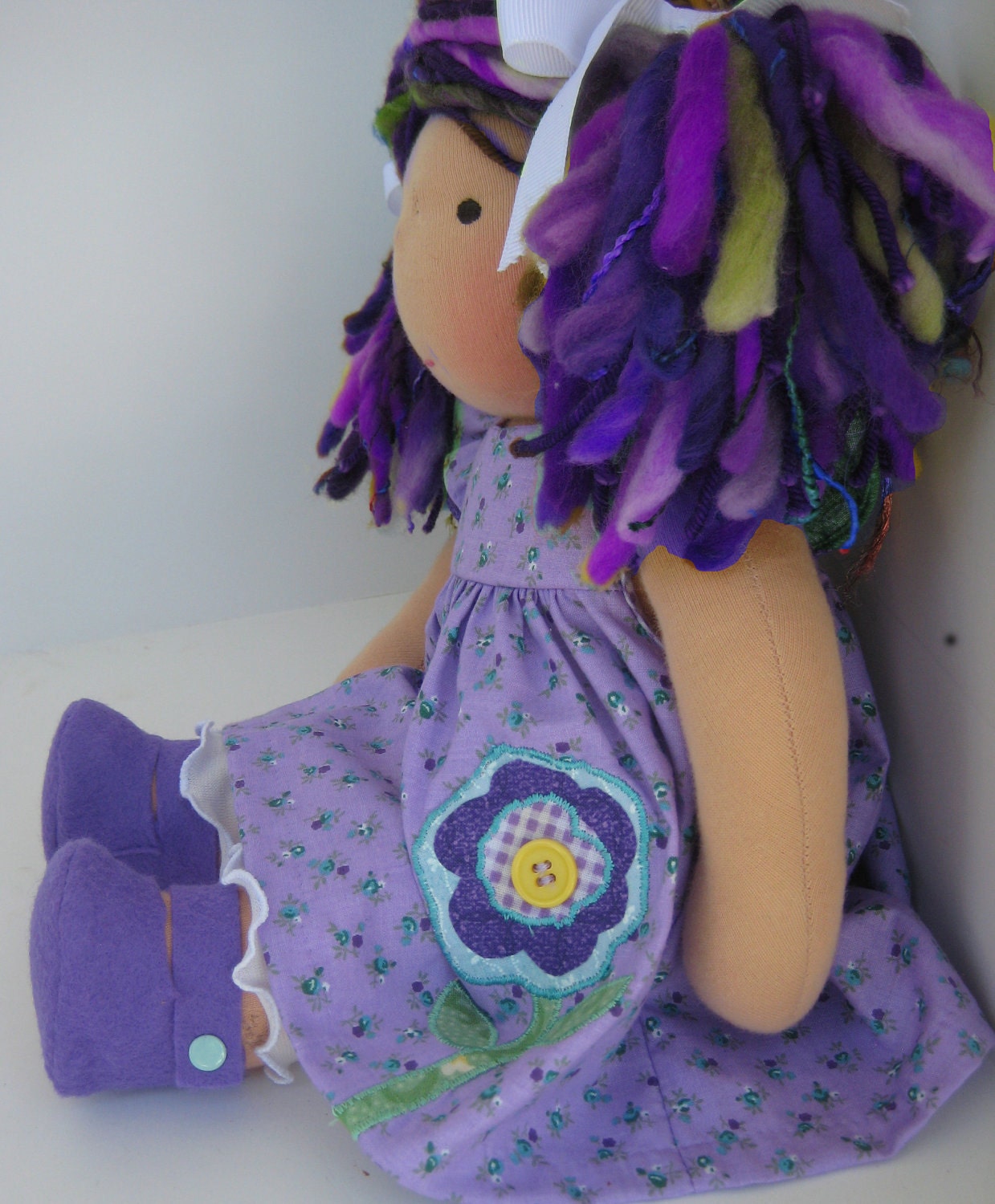 Waldorf Doll Clothes for 13, 14, 15 or 16 inch Applique Dress and Ruffled Leggings
