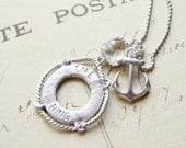Nautical Necklace with an Anchor and a Life Ring. Simple Modern Jewelry by Smallbluethings