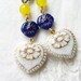 White Heart Earrings. Czech and Yellow Jade Beads. French Country Color. Shabby Chic