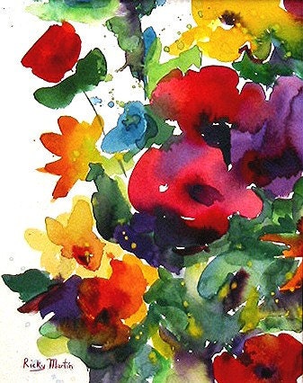 Flower Bunch Watercolor via Etsy