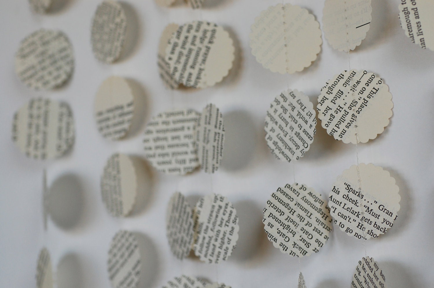 Vintage Book Paper Garland, Home decor, dorm decor, christmas tree garland, For Readers, Stocking Stuffer, words, baby shower decoration