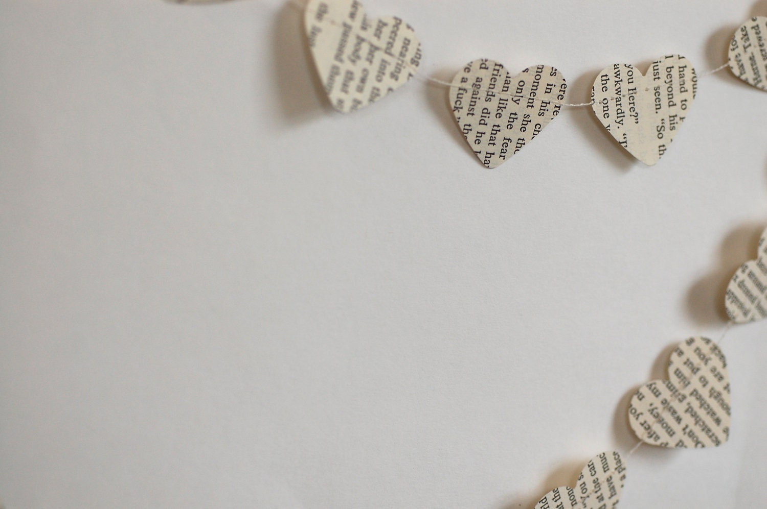 Vintage Book Heart Paper Garland, Holiday Decoration, Christmas tree garland, Wedding Decoration, baby shower decoration, Vintage book